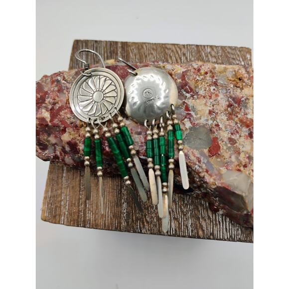 TK Emerson Fan Concho & Malachite Earrings - Picture 2 of 6